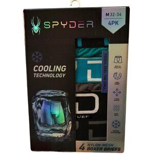 SPYDER 4 Pack Cooling Tech Nylon Mesh Boxer Briefs Fly Front Men's Medium 32 34